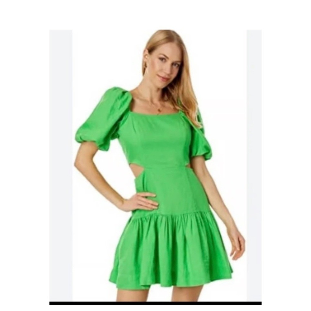NWT Lilly Pulitzer Kylanne Gecko Green Linen Cutout Mini Dress Size 4 $248